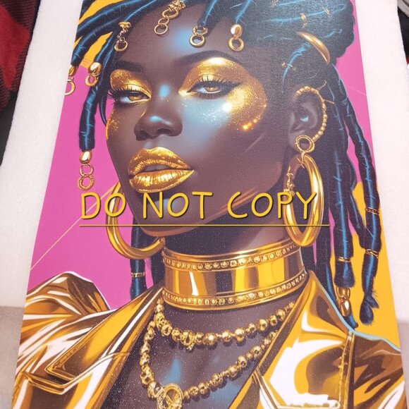 African American Queen w/ Dreadlocks & Gold-GOLDEN SOVEREIGN Artwork - 11"x17" - Picture 7 of 10